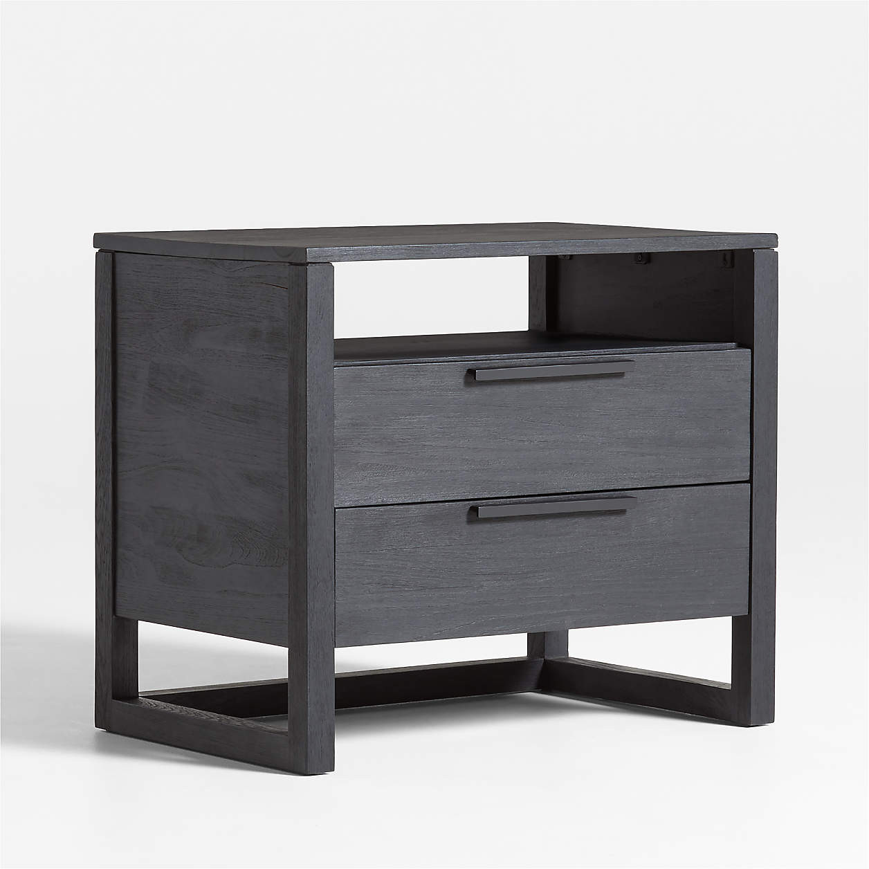 Linea 28" Black Teak Wood Charging Nightstand + Reviews | Crate & Barrel | Crate & Barrel