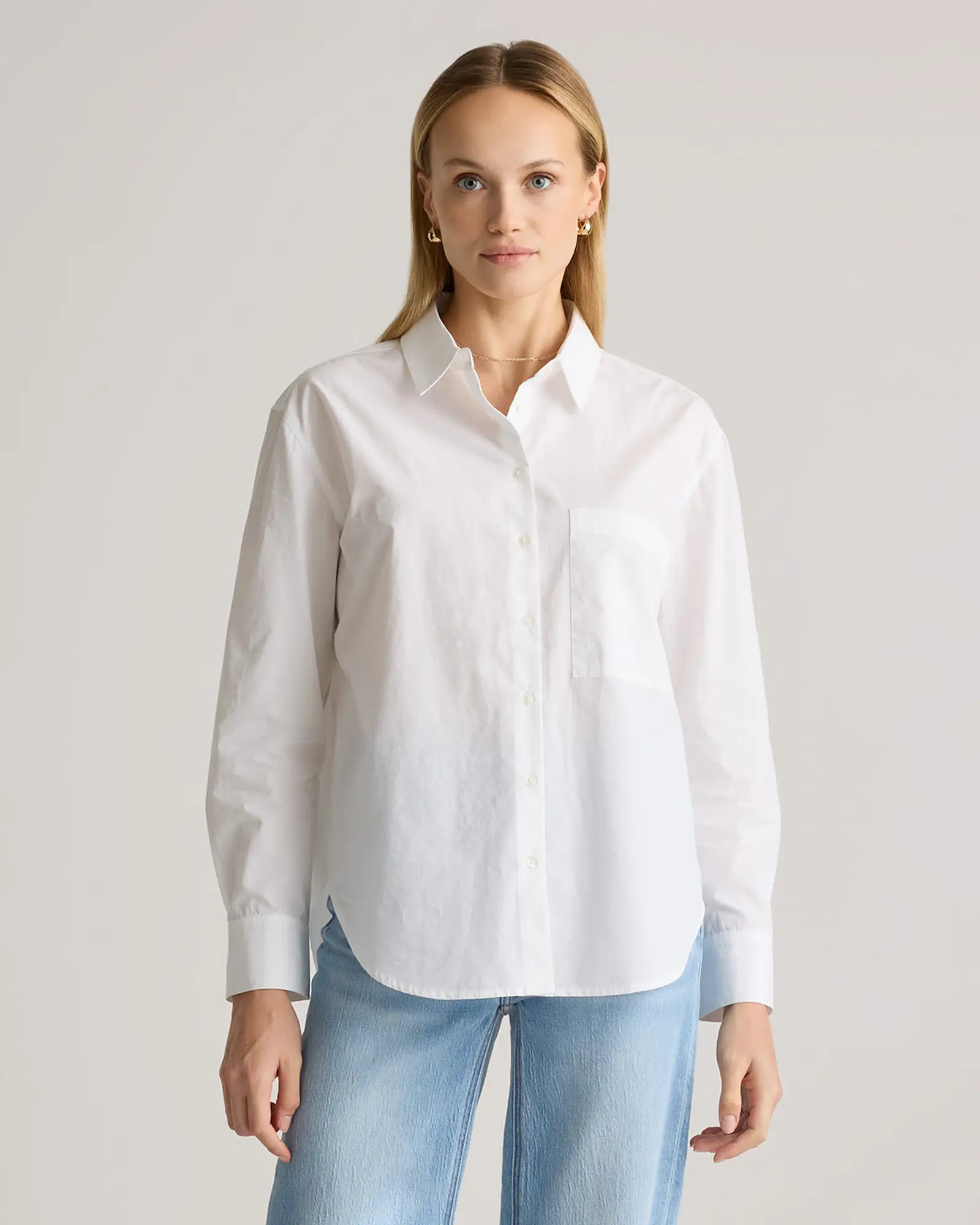 100% Organic Cotton Poplin Long Sleeve Boyfriend Shirt | Quince