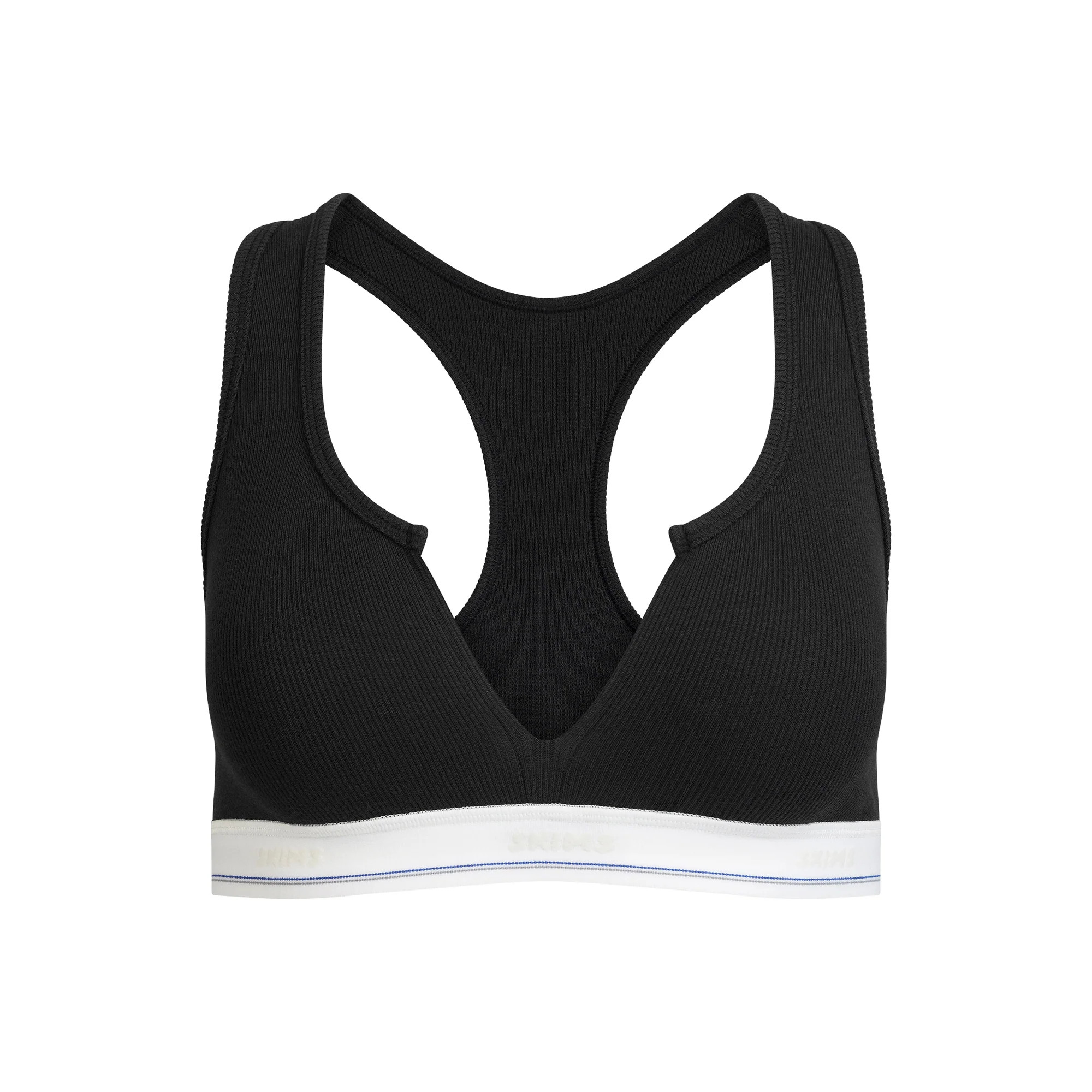 COTTON RIB SPLIT NECK BRALETTE | SOOT STRIPE | SKIMS (US)