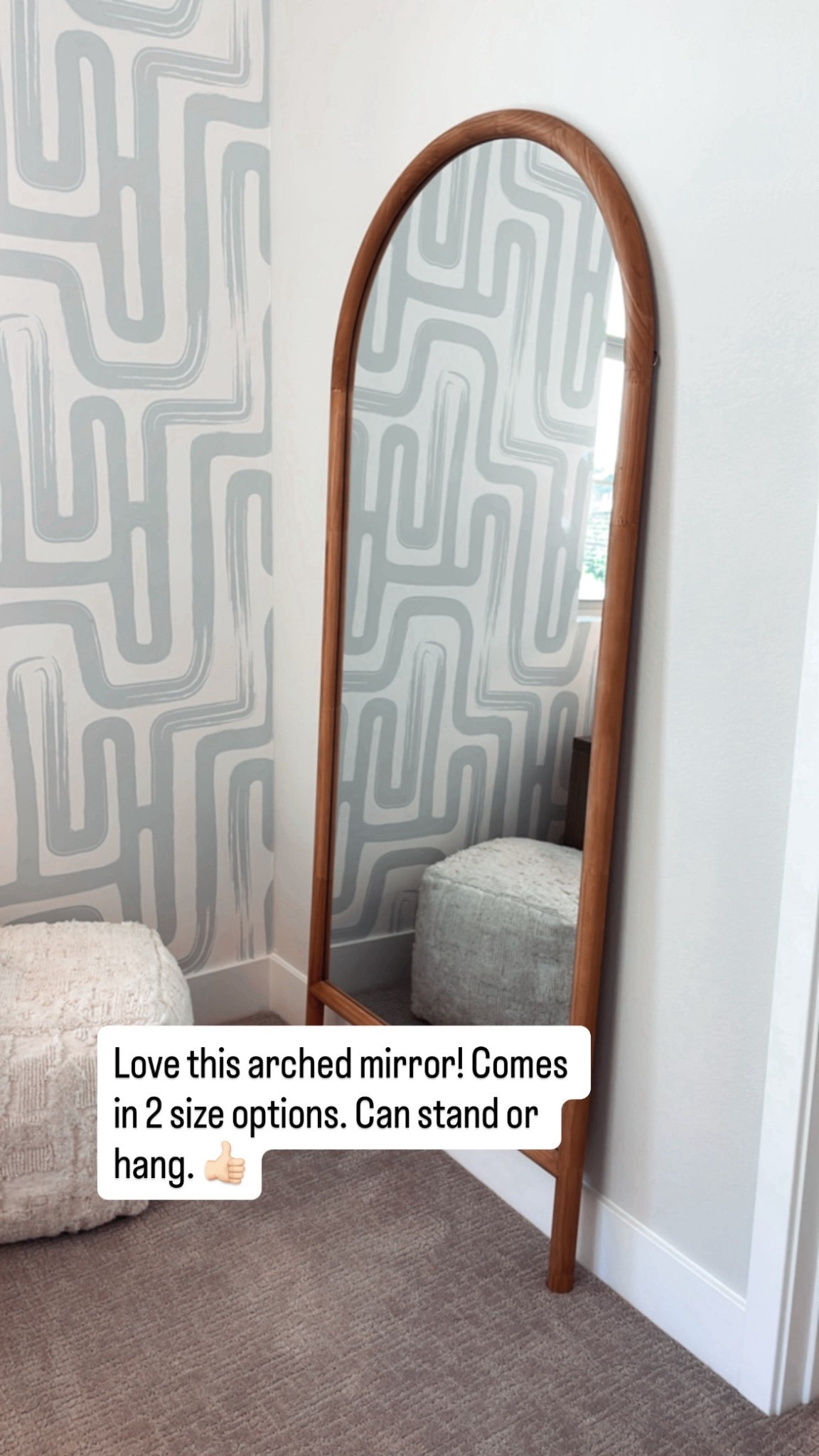 Love this tall standing floor mirror with wood frame. The arched top and legs at the bottom make it extra cute! It comes in 2 size options and it can stand on the floor or hang. Perfect for a kids room, nursery or closet! 

#LTKBaby #LTKHome