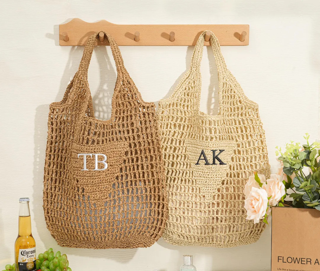 Personalized Beach Tote Bag,custom Initials Handle Bag,girls Travel Tote Bag,raffia Beach Bagbach... | Etsy (US)