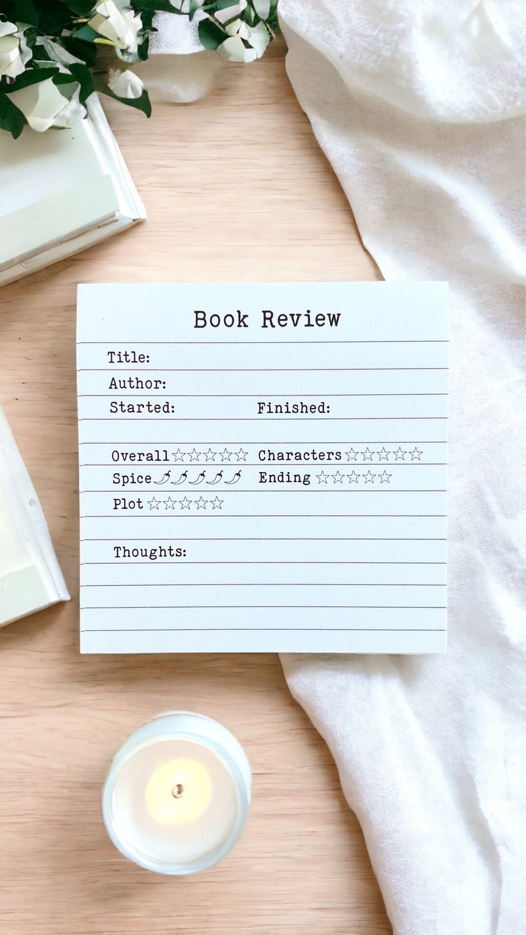 Book Review Sticky Notepad: Bookworm Reading Journal (3x3) | Etsy (US)