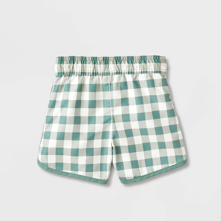 Toddler Boys' Gingham Checkered Swim Shorts - Cat & Jack™ Green | Target