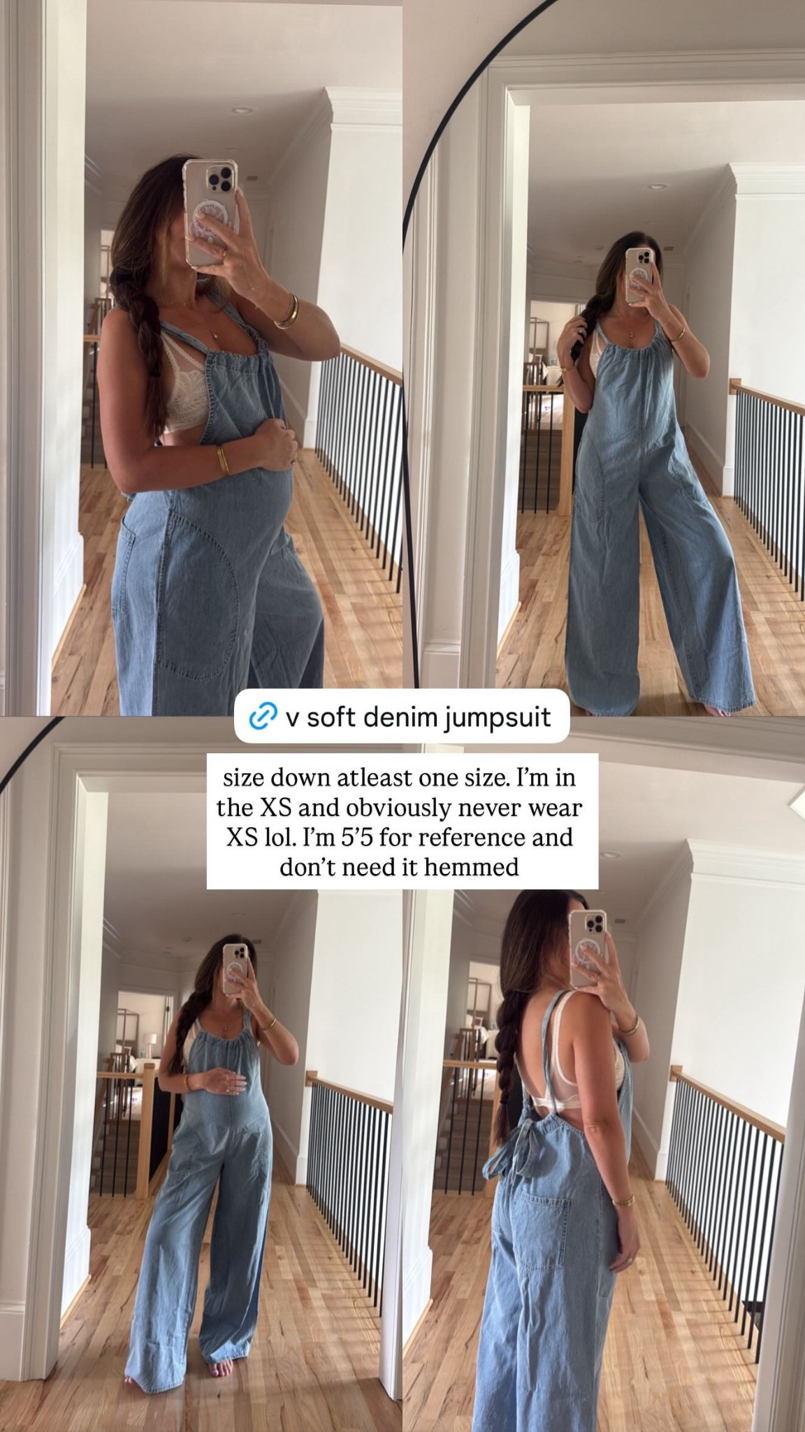 size down atleast one size. I’m in the XS and obviously never wear XS lol. I’m 5’5 for reference and don’t need it hemmed  @freepeople

Bralette in small
