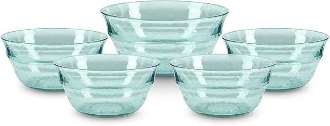 Coast & Country CC855006 Fresco Reusable Plastic Serving Bowl Set, 5pc, Turquoise, Acrylic, 4 lit... | Amazon (US)