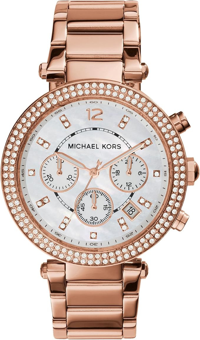 Michael Kors Parker Women's Watch, Stainless Steel and Pavé Crystal Watch for Women with Steel, ... | Amazon (US)