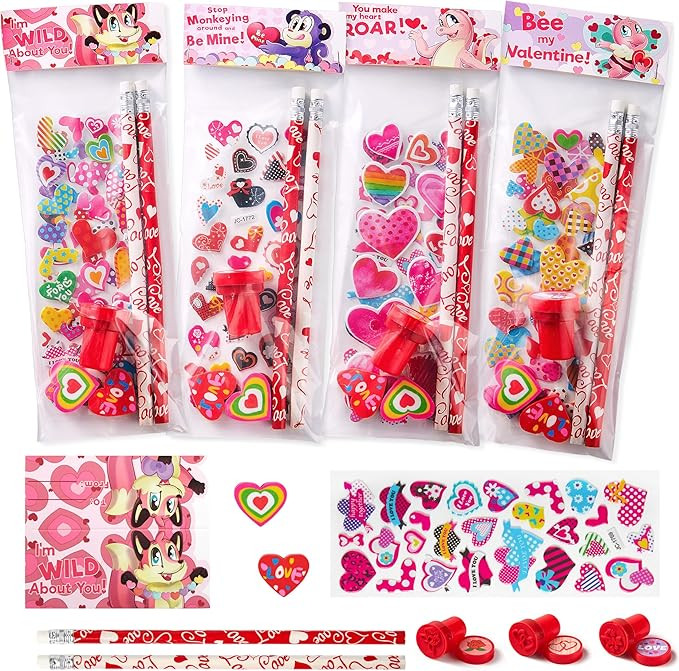 JOYIN 28 Pack Valentines Day Stationery Kids Gift Set for School Classmates Exchange, Party Favor... | Amazon (US)