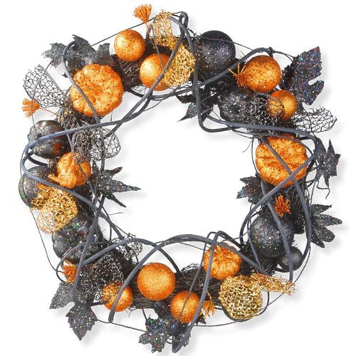 National Tree Company Artificial Halloween Wreath, Decorated with Multicolored Pumpkins, Gourds, Ball Ornaments, Ribbons, Vines, Assorted Leaves, Halloween Collection, 20 inches | Amazon (US)