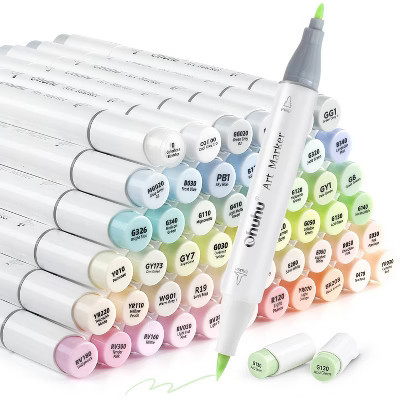 Ohuhu Pastel Alcohol Brush Markers - 48 New Pastel Colors - Blossoming - Alcohol Based Double Tipped Markers - Brush & Fine Dual Tips - Honolulu B | Target