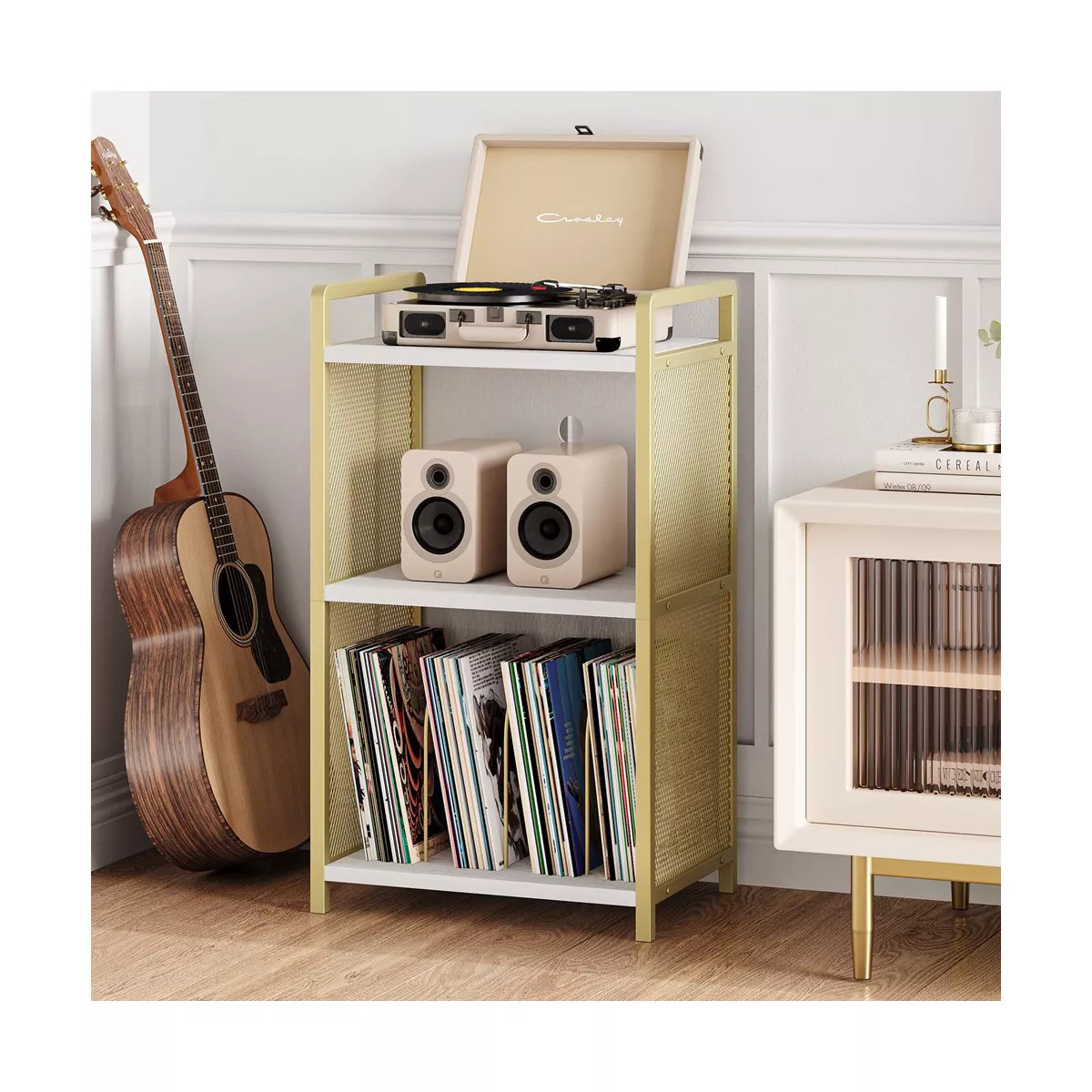 Record Player Stand with Storage, Farmhouse Turntable Stand Table with Sturdy Frame | Target