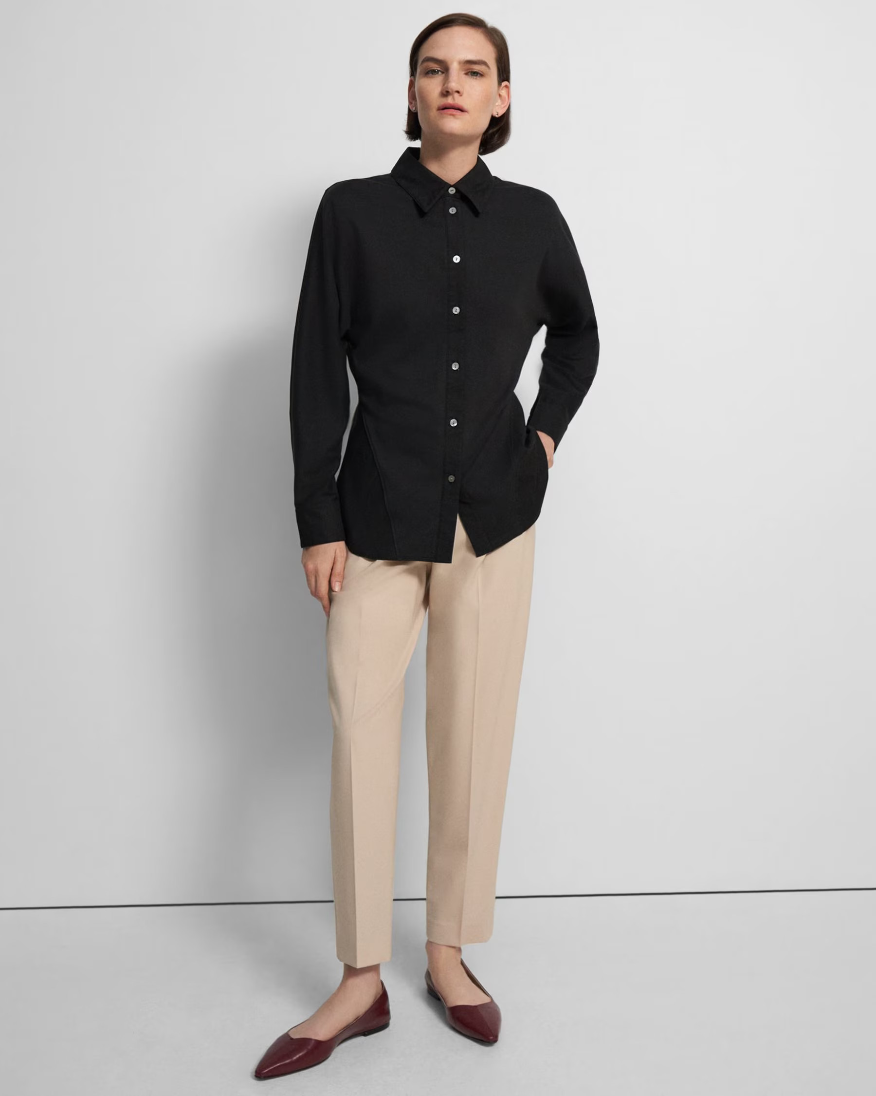 Cinched Shirt in Cotton Jersey | Theory