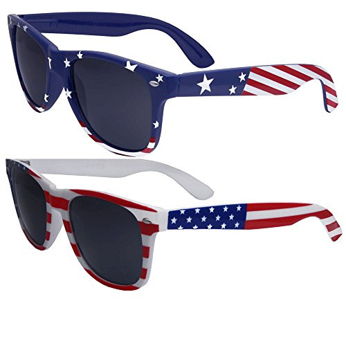 grinderPUNCH 2 Pairs Bulk American Sunglasses USA Flag Classic Patriot | Amazon (US)