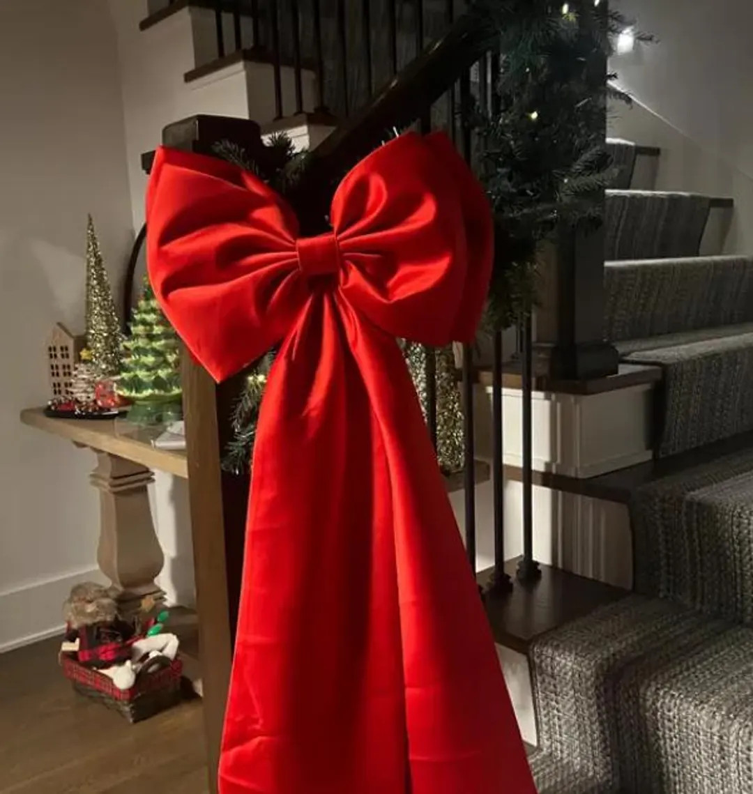 Christmas Decor Bow Large Red Bow, Oversized Ribbon Bow Double Taffeta Bow Wedding Dress Satin Bo... | Etsy (US)