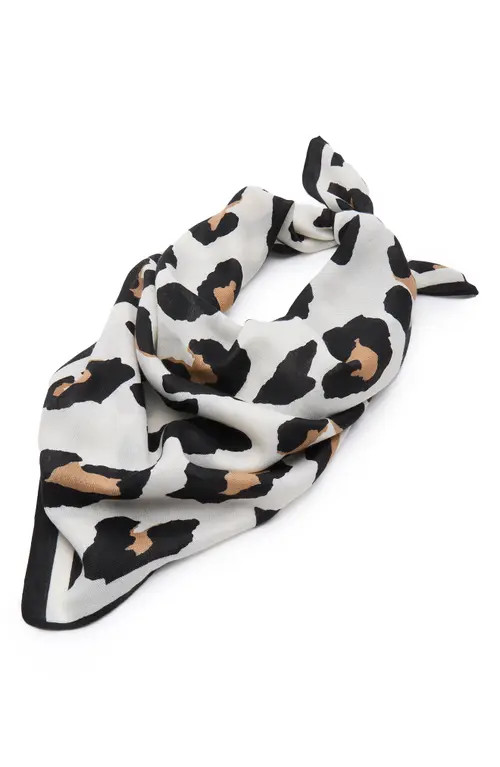 Lele Sadoughi Leopard Print Satin Scarf in Jet Ivory at Nordstrom | Nordstrom