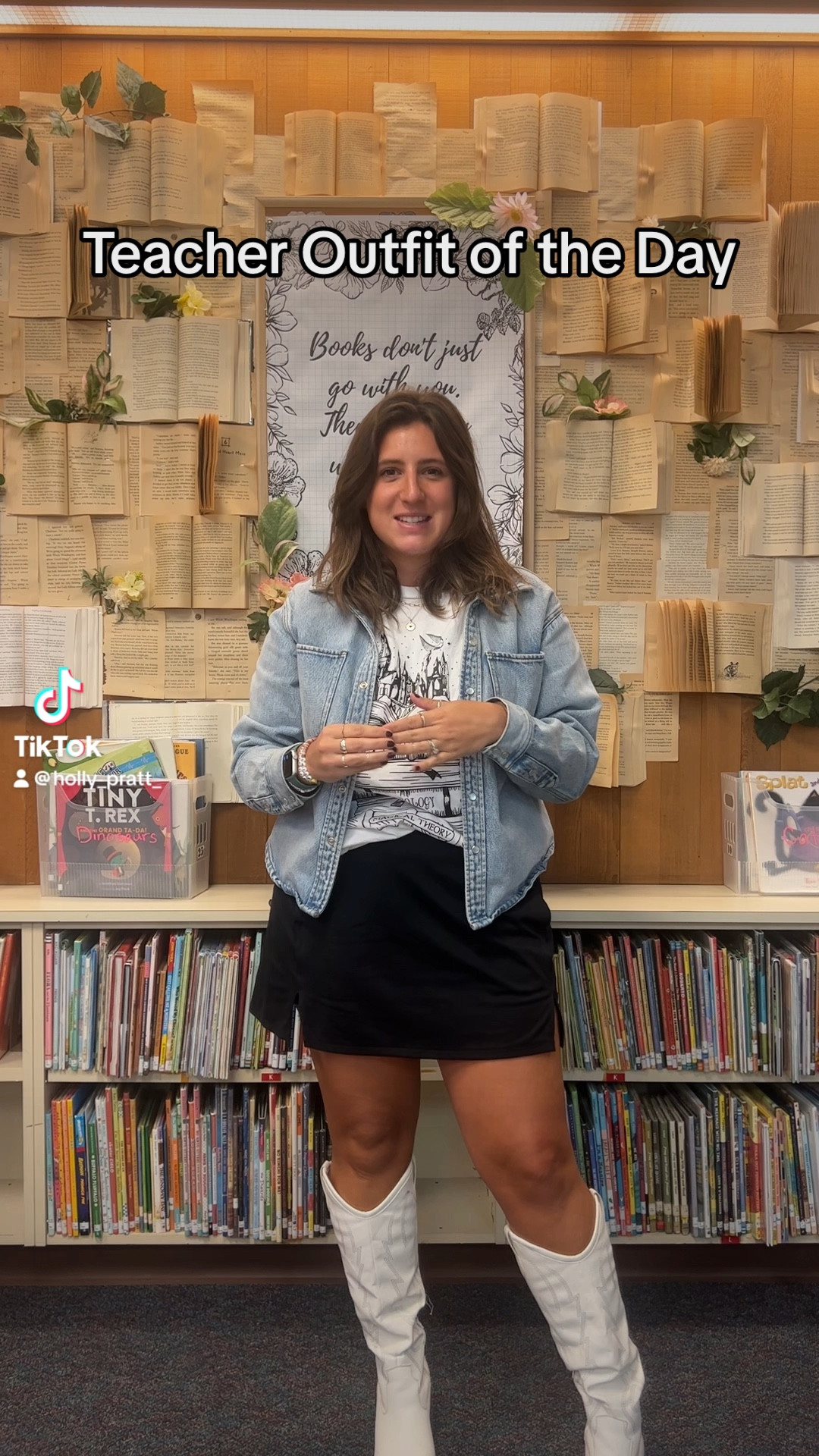 Teacher outfit 
Skort
Cowboy boot
Jean jacket 

#LTKSeasonal #LTKshoecrush #LTKstyletip