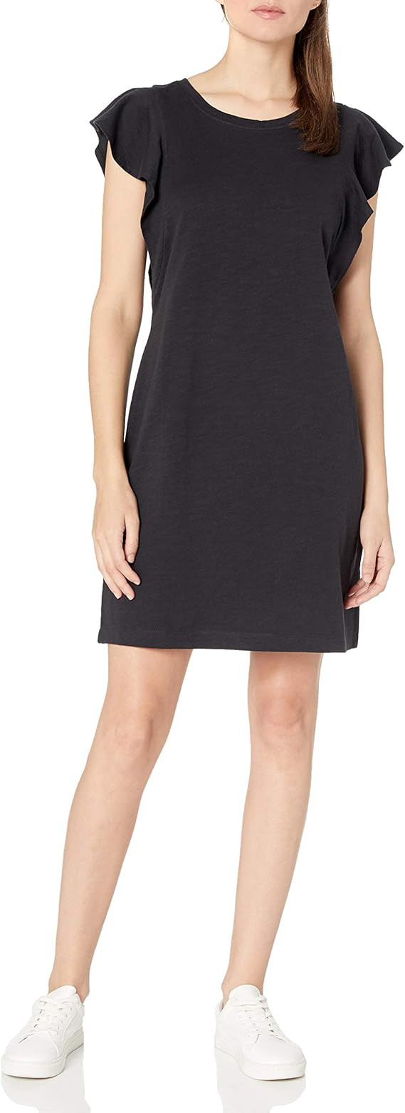 Goodthreads Women's Relaxed Fit Heavyweight Cotton Slub Ruffle Sleeve Dress | Amazon (US)