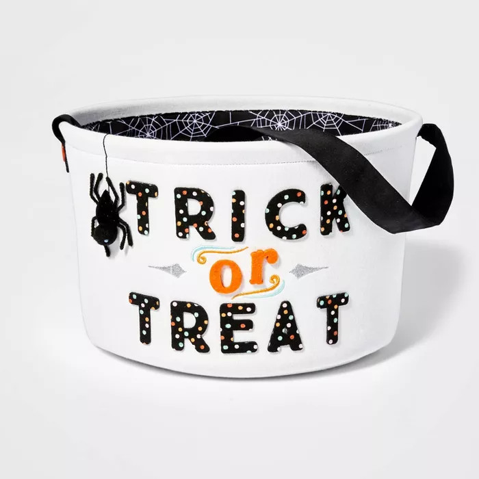 White "Trick or Treat" Halloween Candy Fabric Basket - Hyde & EEK! Boutique™ | Target