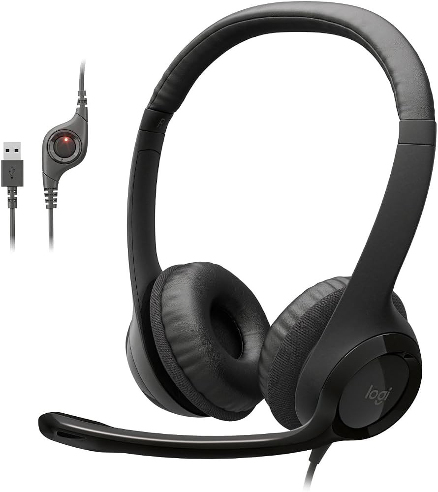 Logitech H390 Wired Headset PC/Laptop Stereo Headphones, USB-A, Black | Amazon (US)