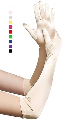 BABEYOND Long Opera Party 20s Satin Gloves Stretchy Adult Size Elbow Length 20.5" | Amazon (US)