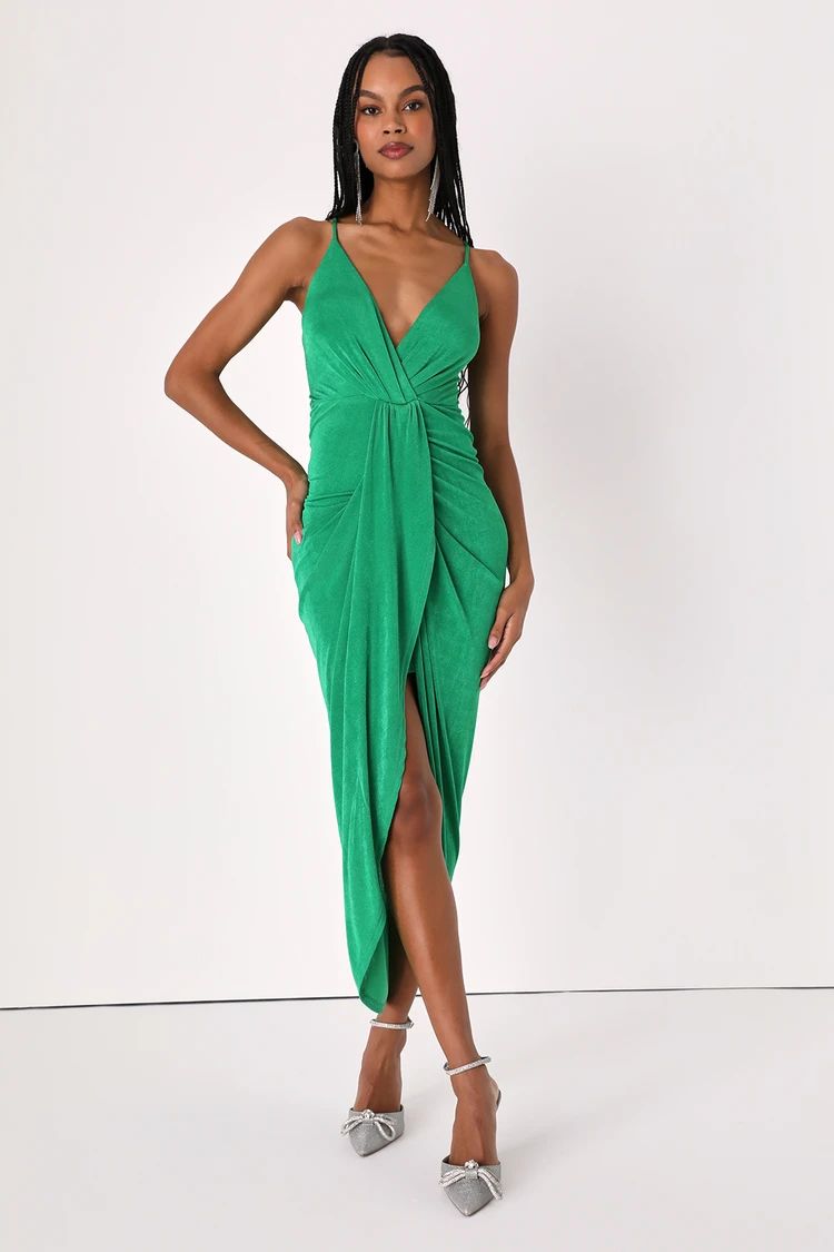 Dreamy Date Green Surplice Midi Dress | Lulus