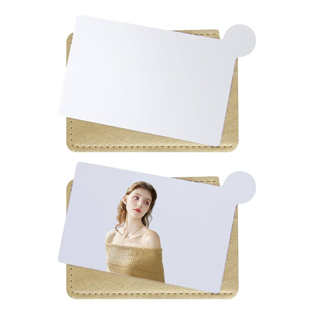 2 Pcs Pocket Mirror, Stainless Steel Makeup Mirrors Credit Card Mirrors Small Compact Purse Mirro... | Amazon (US)