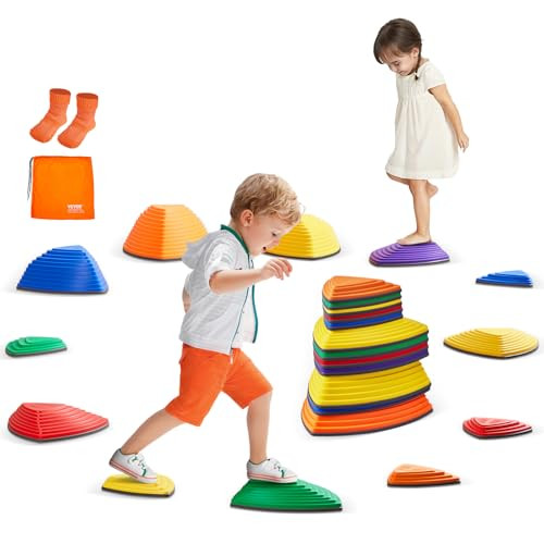 VEVOR Balance Stepping Stones for Kids, 12 PCS, Up to 220 lbs, Non-Slip Toddlers Sensory Stepping Stones, Obstacle Course Coordination Game Toys Indoor or Outdoor Play for Children Aged 3 4 5 6 7 8+ | Amazon (US)
