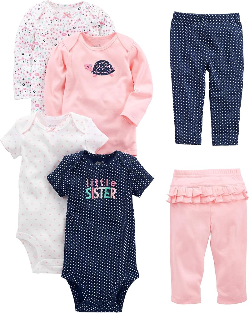 Simple Joys by Carter's Baby Girls' 6-Piece Bodysuits (Short and Long Sleeve) and Pants Set | Amazon (US)