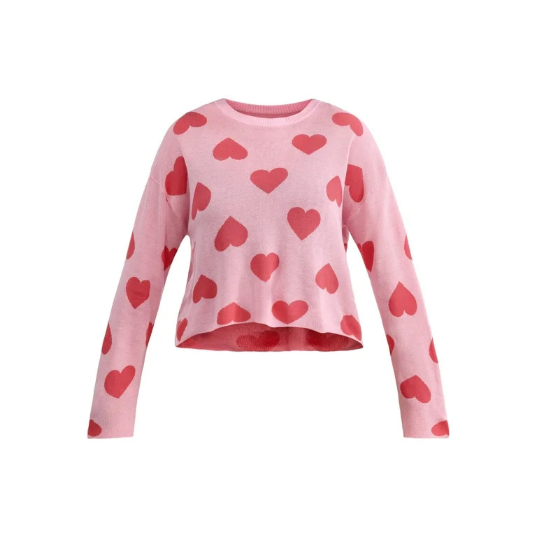 No Boundaries Intarsia Knit Top Coverup with Long Sleeves, Women's | Walmart (US)