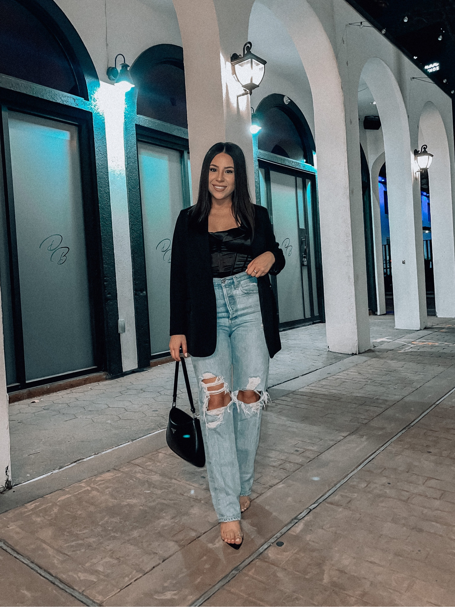 Date night outfit idea 
Corset top: 0-2
Agolde jeans: 24 short 
Clear heels: 6.5 
Black bag 
Gold jewelry 

#LTKstyletip #LTKshoecrush #LTKunder100