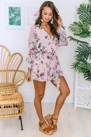 Sunset Darling Floral Romper Blush | The Pink Lily Boutique