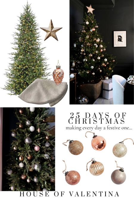 Happy December 3rd! This year we will be doing a 25 day advent countdown to Christmas here on instagram.  Each day will be filled with a little surprise to keep us inspired and joyful during the festive season!  

There’s something so magical about a few sparkling ornaments on the tree! This year we brought back our mercury glass and sprinkled in some hues of copper and rose along with… gasp! GLITTERED pinecones! Hey, sometimes even for the holidays we have to go a little crazy! XxV 

#LTKHoliday #LTKSeasonal #LTKGiftGuide