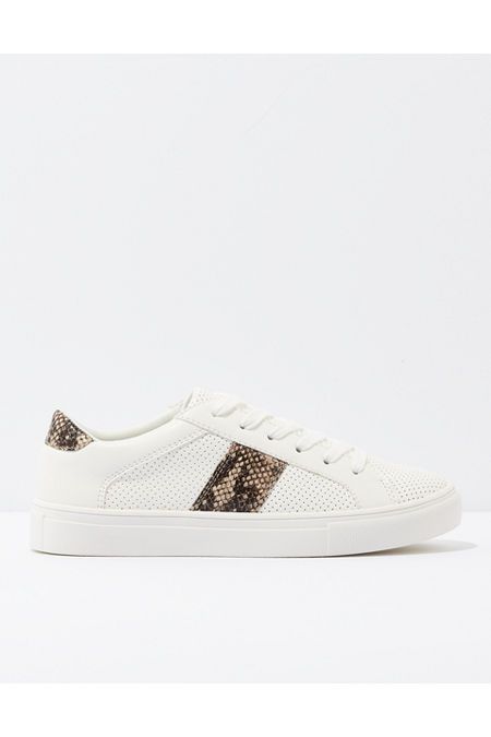 AE Snakeskin Perforated Sneaker Women's White 10 | American Eagle Outfitters (US & CA)