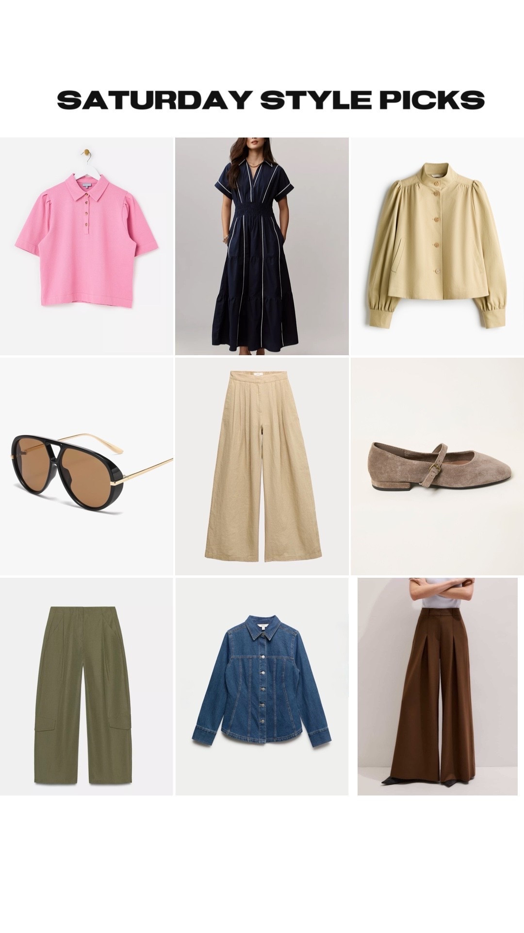 My weekly fashion edit - what I’ve been wearing, loving & discovering 

utility trousers, tailored trousers, Mary Jane flat shoes, denim shirt, oversized sunglasses, polo top, puff sleeve jacket, occasion dress, linen trouserss

#LTKspring #LTKover50style #LTKstyletip