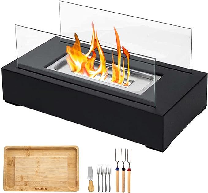 ROZATO Tabletop Fire Pit with Smores Maker Kit Portable Indoor/Outdoor Mini Small Fireplace Bowl ... | Amazon (US)