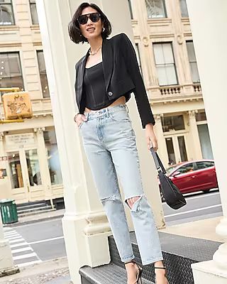 Peak Lapel Cropped Blazer | Express