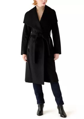 MICHAEL Michael Kors Women's Wrap Tie Belt Coat, Black, XXL | Belk