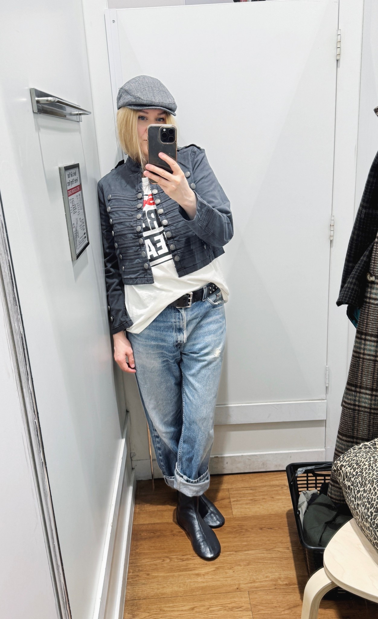 A teeny tiny change room selfie. 
Jeans, tee, and belt are vintage  

#LTKSeasonal #LTKootd #LTKOver40