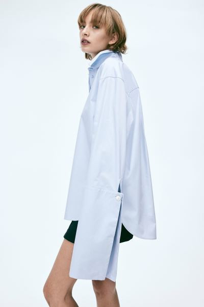 Oversized overhemdblouse met brede manchetten - Lichtblauw - DAMES | H&M NL | H&M (DE, AT, CH, NL, FI)