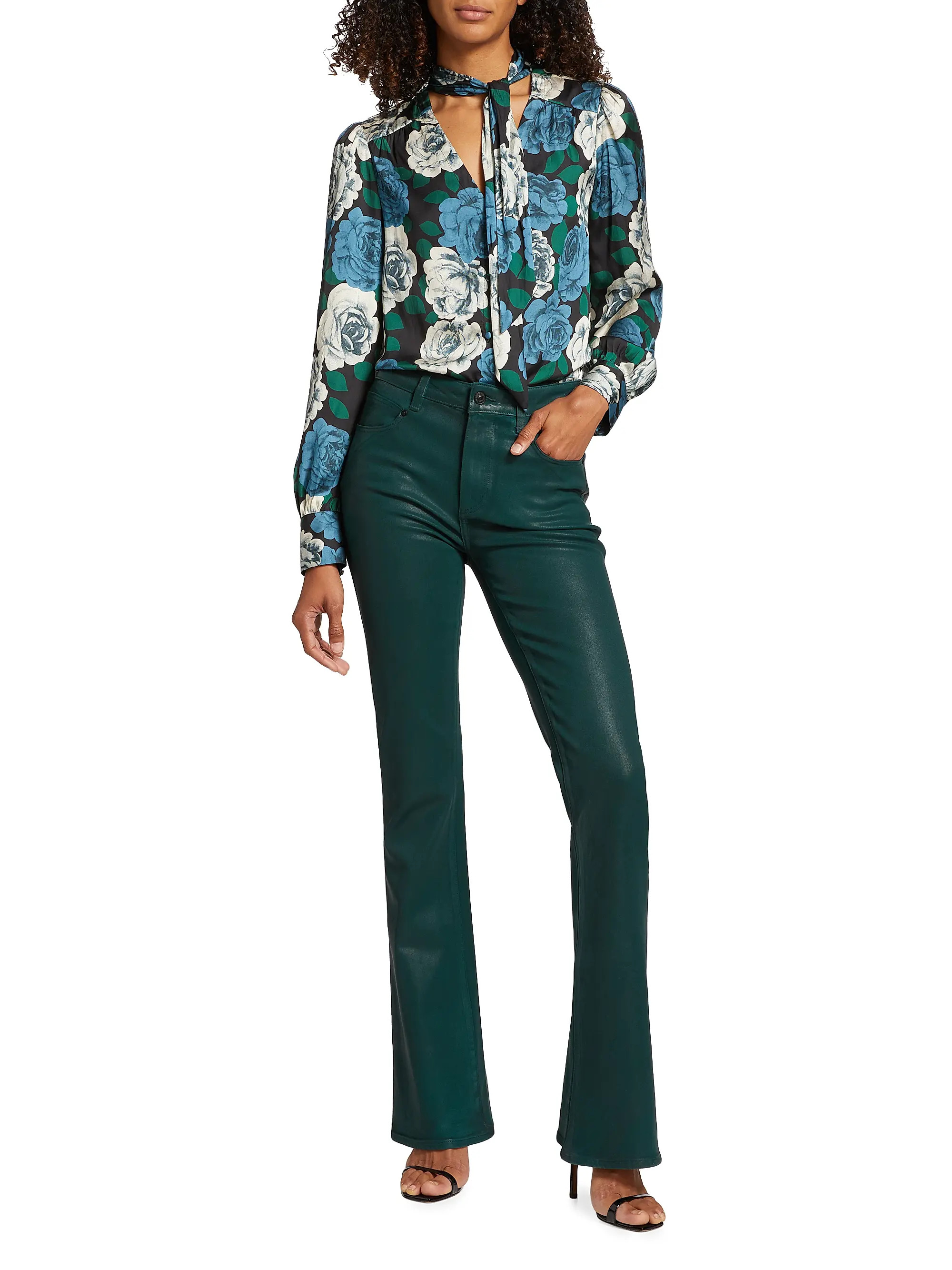 Laurel Canyon High-Rise Coated Boot-Cut Pants | Saks Fifth Avenue