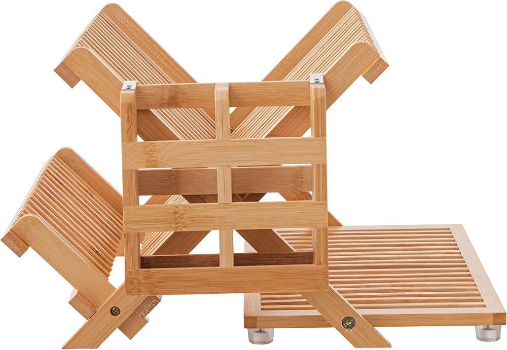 HBlife Bamboo Dish Drying Rack with Utensil Holder, 3-Tier Large Collapsible Wooden Dish Drainer ... | Amazon (US)