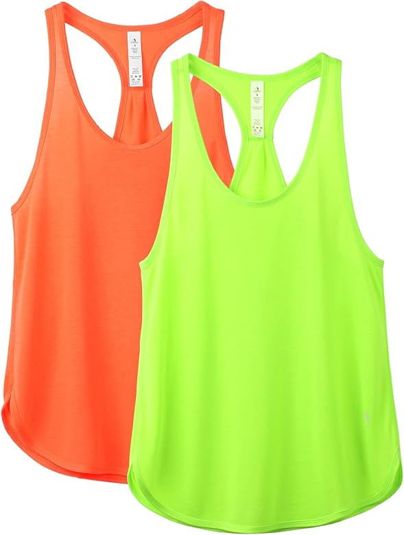 icyzone Women's Racerback Workout Athletic Running Tank Tops Loose Fit (Pack of 2) | Amazon (US)