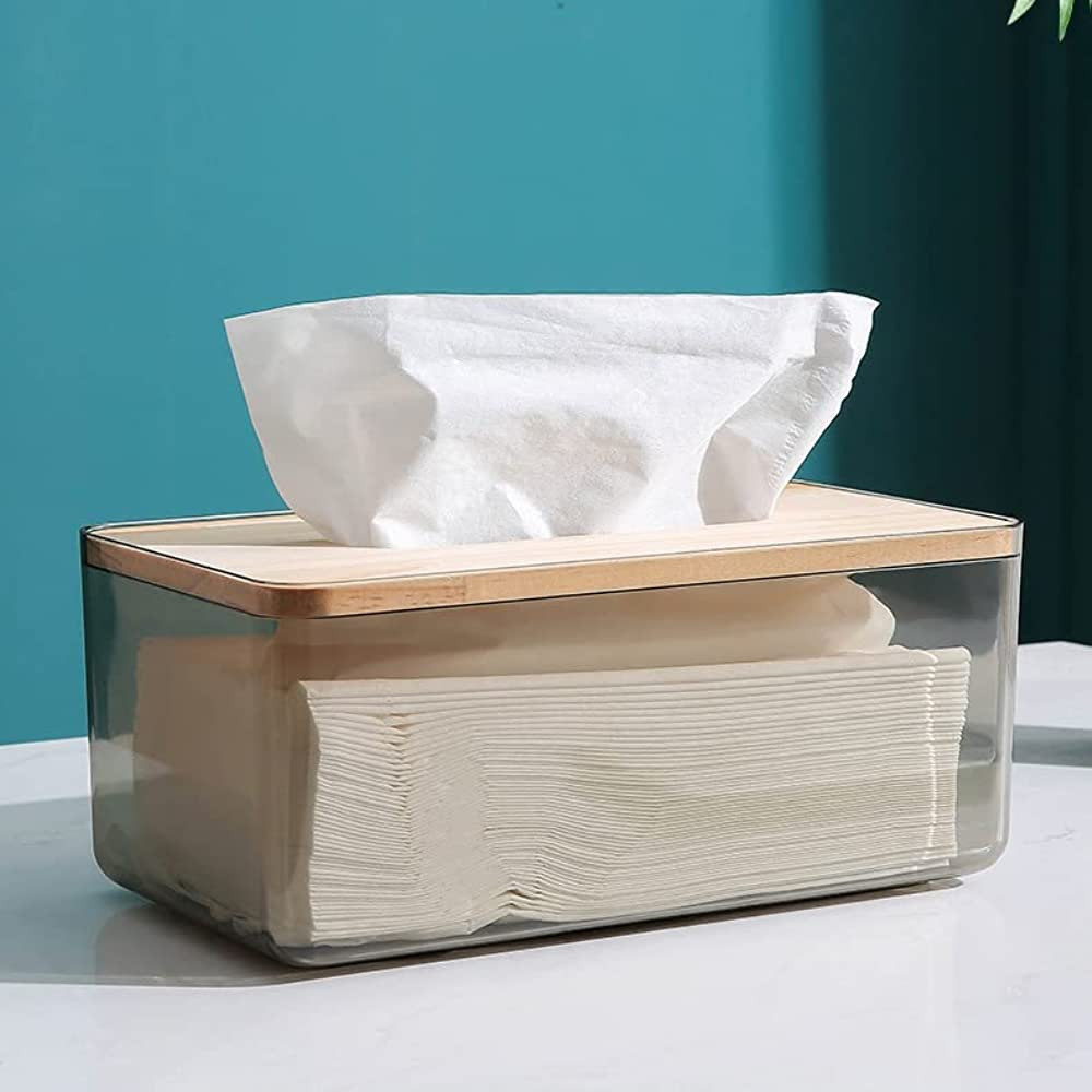 Clear Tissue Box Holder Rectangular,Gliuyiza Modern Minimalist Dryer Sheet Holder Dispenser with ... | Amazon (US)