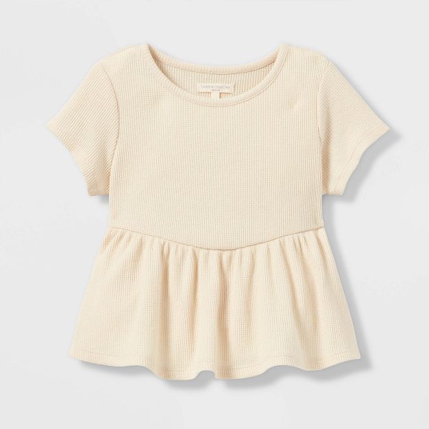 Grayson Collective Toddler Girls' Thermal Peplum Short Sleeve T-Shirt - Cream | Target