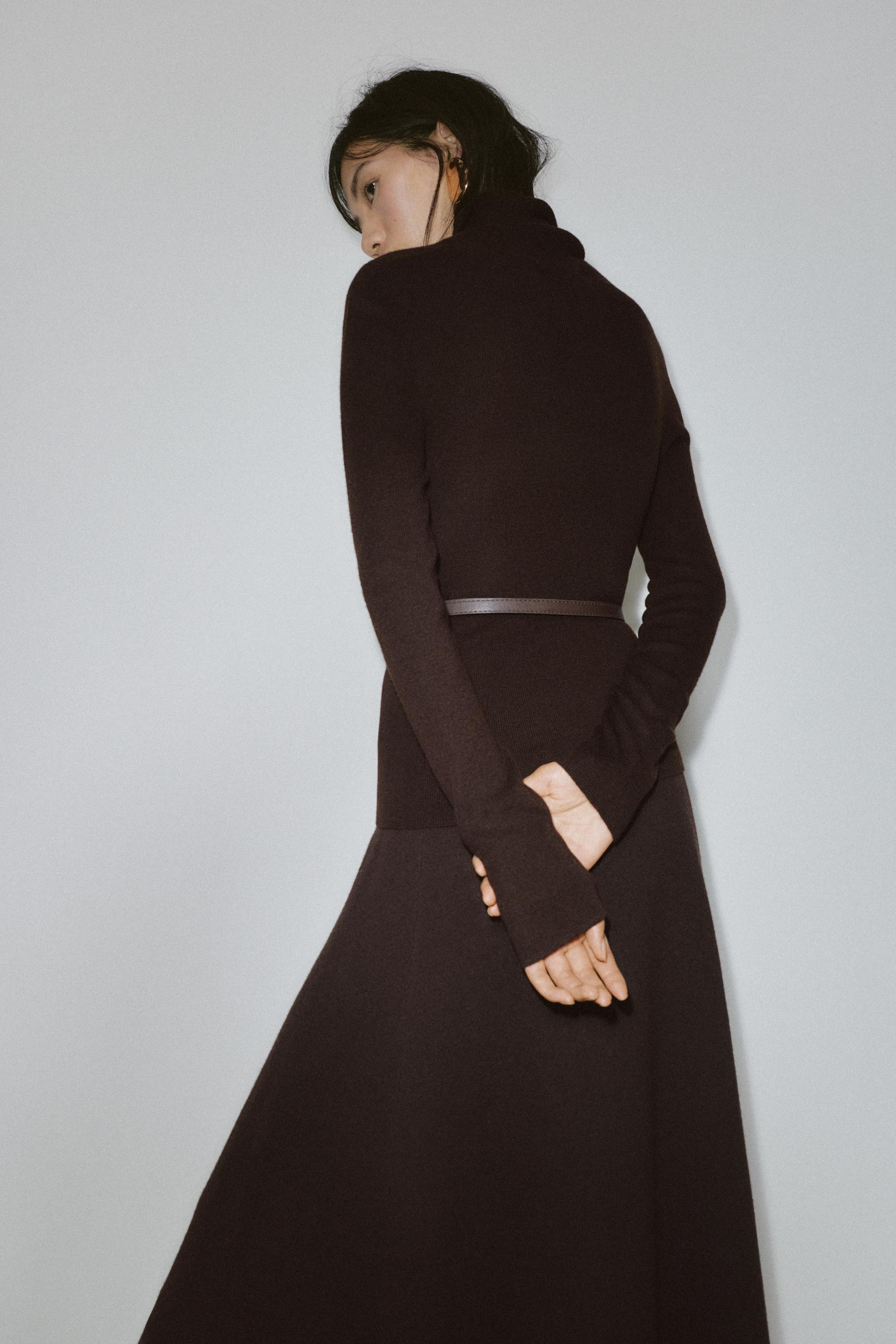 100% WOOL HIGH COLLAR BELTED JUMPER | Zara US