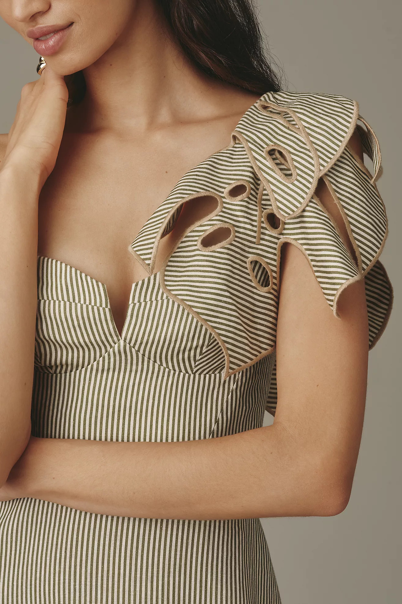 Farm Rio Monstera 3D A-Line Linen Midi Dress | Anthropologie (US)