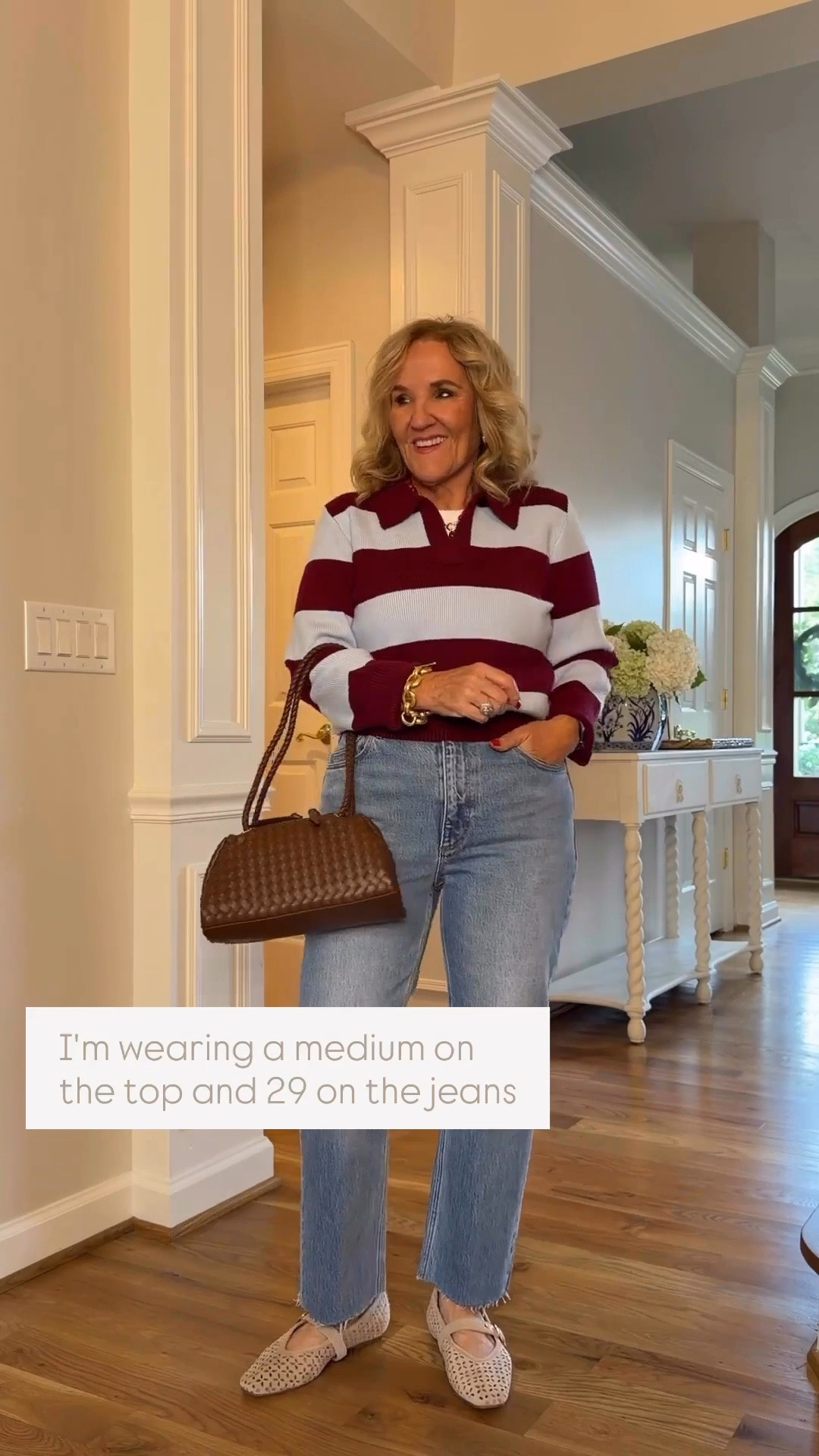 This striped polo sweater is a fun twist on a classic! I'm wearing a medium in the sweater and a size 29 in the jeans for an easy, flattering everyday outfit that's perfect for transitioning into fall.

💡 LTK MADE EASY
❤️ Heart = Support my posts!
🔖 Save = Get sale & restock alerts
📋 Lists = Keep favorites organized
📲 Share = Send lists and products to a friend. Hello, Christmas List!
💬 Comment = Ask me anything about what I'm wearing.:-)

#LTKdayinmylife #LTKootd #LTKOver40