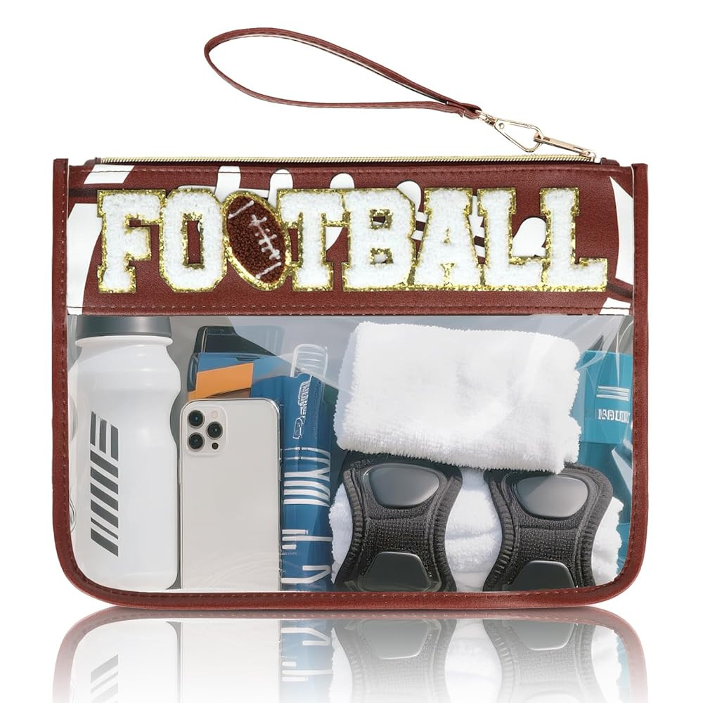 Football Accessories Tearm Gifts Football Mom Essentials Soccer Bag Makeup Cosmetic Bags Chenille... | Amazon (US)