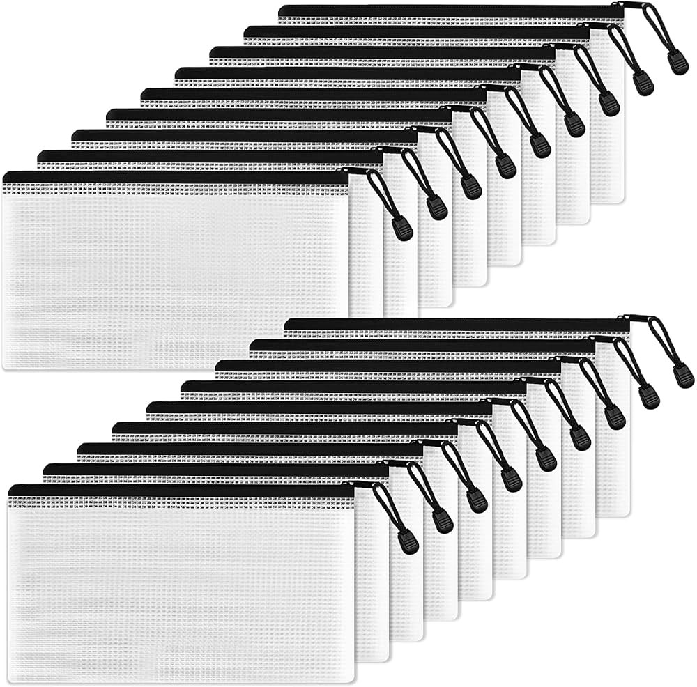 SUNEE Plastic Pencil Pouch 4x9 in (Black, 18 Packs), Small Storage Bags, Plastic Zip File Bags, f... | Amazon (US)