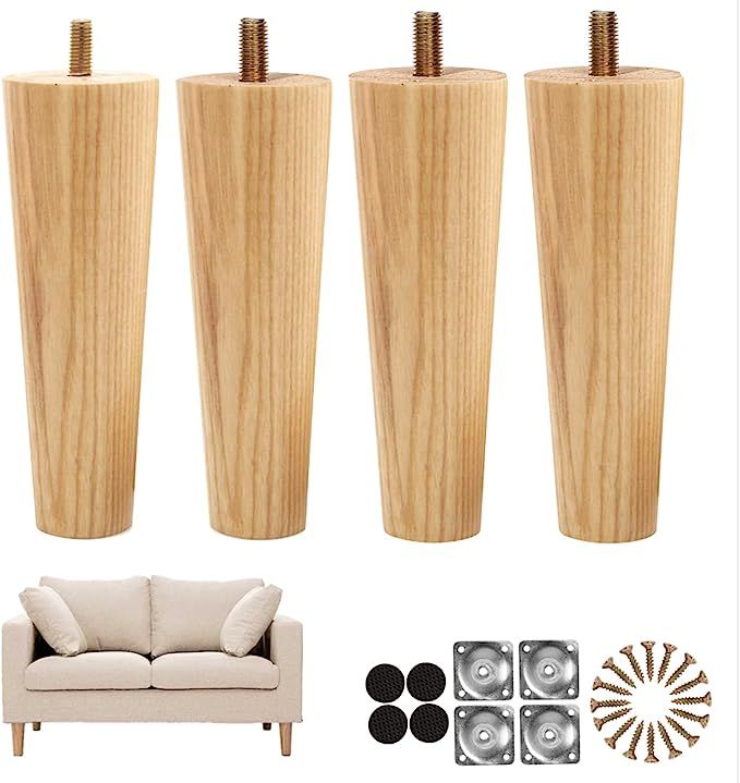 Furniture Legs, Amoowis Legs for Furniture Set of 4, Bed Frame Feet, Wood Mid Century Table Legs ... | Amazon (US)