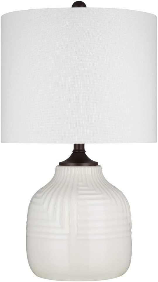 Amazon Brand – Ravenna Home Traditional Ceramic Table Lamp with Tonal Geometric Design, LED Bul... | Amazon (CA)